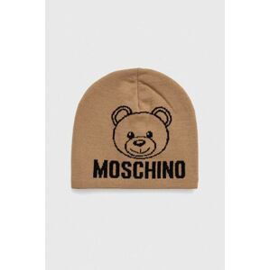 Vlnená čiapka Moschino béžová farba, z hrubej pleteniny, vlnená