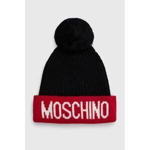 Vlnená čiapka Moschino červená farba, z tenkej pleteniny, vlnená