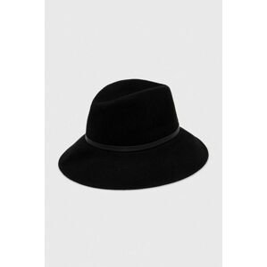 Vlnený klobúk Coccinelle čierna farba, vlnený