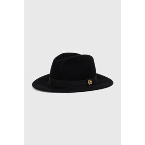 Vlnený klobúk Marella čierna farba, vlnený