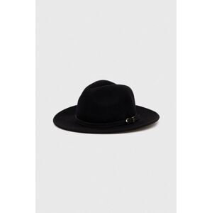 Vlnený klobúk Tommy Hilfiger čierna farba, vlnený