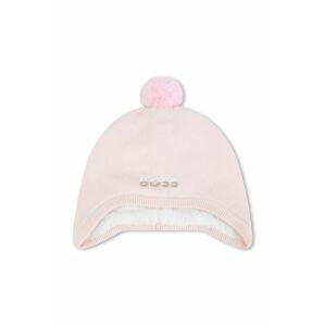Detská čiapka BOSS ružová farba biela, bavlnená