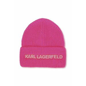 Detská čiapka Karl Lagerfeld fialová farba biela, z hrubej pleteniny