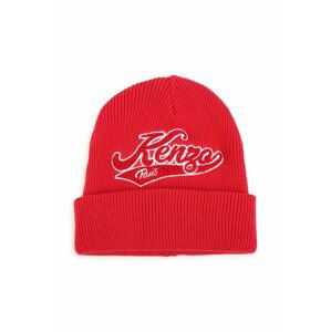 Detská čiapka Kenzo Kids červená farba biela, bavlnená
