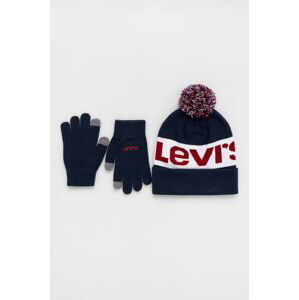 Detská čiapka a rukavice Levi's tyrkysová farba