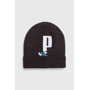 Detská čiapka Puma x THE SMURFS Beanie šedá farba biela