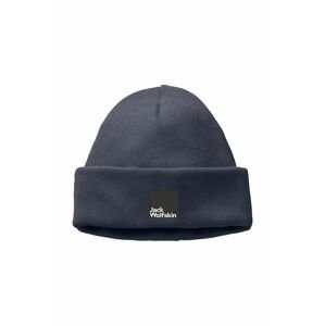 Detská čiapka Jack Wolfskin SPIRIT FLEECE BEANIE tmavomodrá farba biela, z tenkej pleteniny