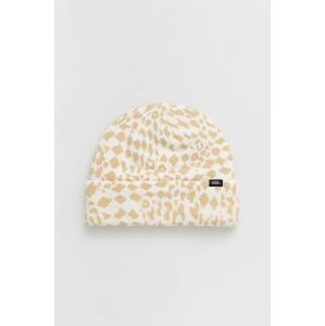 Detská čiapka Vans VN000F9HBSM1 CHEETAH CHECK BEANIE béžová farba biela, z hrubej pleteniny