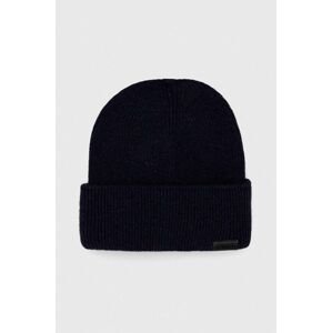 Vlnená čiapka Calvin Klein čierna farba, z tenkej pleteniny, vlnená