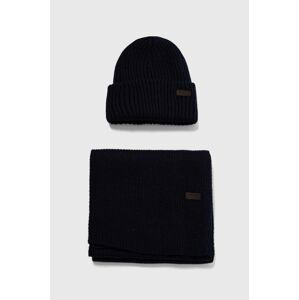 Súprava Barbour Crimdon Beanie & Scarf Gift Set tmavomodrá farba, MGS0019