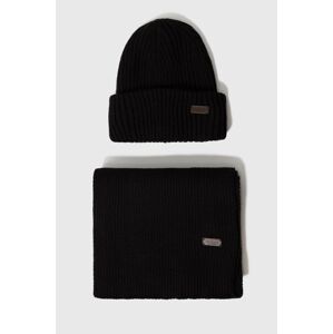 Súprava Barbour Crimdon Beanie & Scarf Gift Set čierna farba, MGS0019