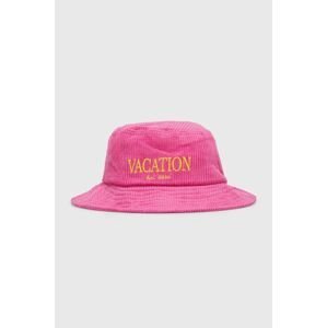 Bavlnený klobúk On Vacation ružová farba, bavlnený