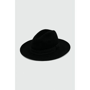 Vlnený klobúk Sisley čierna farba, vlnený