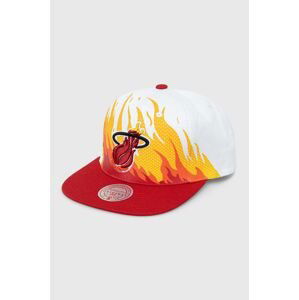 Bavlnená šiltovka Mitchell&Ness MIAMI HEAT biela farba, vzorovaná