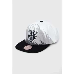 Bavlnená šiltovka Mitchell&Ness BROOKLYN NETS biela farba, vzorovaná