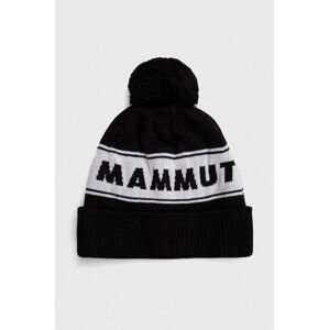 Čiapka Mammut Peaks čierna farba, z tenkej pleteniny, vlnená