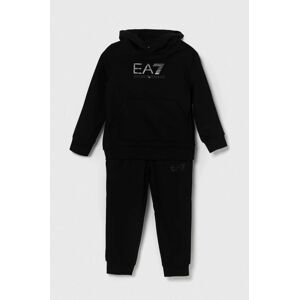 Detská bavlnená tepláková súprava EA7 Emporio Armani čierna farba