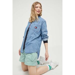 Rifľová košeľa Tommy Jeans dámska, regular, s klasickým golierom