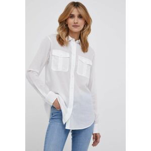 Bavlnená košeľa Lauren Ralph Lauren dámska, biela farba, regular, s klasickým golierom