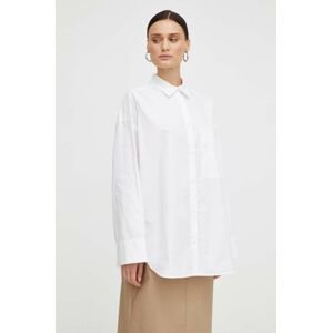 Bavlnená košeľa By Malene Birger dámska, biela farba, voľný strih, s klasickým golierom