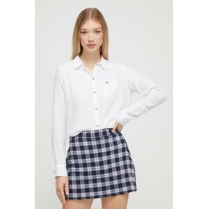 Bavlnená košeľa Hollister Co. dámska, biela farba, regular, s klasickým golierom