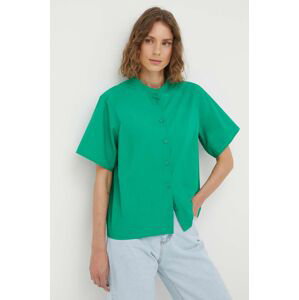 Bavlnená košeľa Marc O'Polo DENIM dámska, zelená farba, regular, so stojačikom