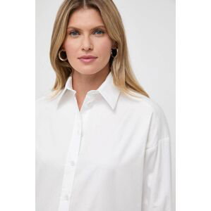 Bavlnená košeľa Max Mara Leisure dámska, biela farba, voľný strih, s klasickým golierom