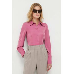 Košeľa Sisley dámska, ružová farba, regular, s klasickým golierom