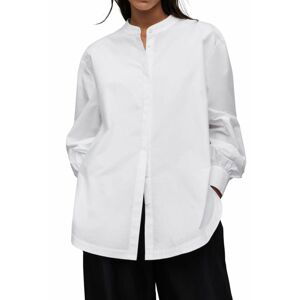 Bavlnená košeľa AllSaints WH030X MARCIE SHIRT dámska, biela farba, voľný strih, so stojačikom