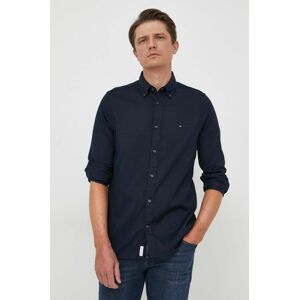 Košeľa Tommy Hilfiger pánska, tmavomodrá farba, slim, s golierom button-down