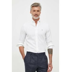 Košeľa Tommy Hilfiger pánska, biela farba, slim, s golierom button-down