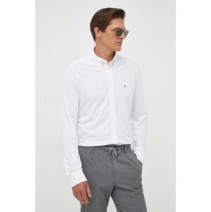 Košeľa Tommy Hilfiger pánska, biela farba, slim, s golierom button-down