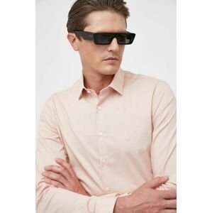 Košeľa Calvin Klein pánska, ružová farba, slim, s klasickým golierom