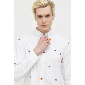 Bavlnená košeľa Tommy Jeans pánska, biela farba, regular, s golierom button-down