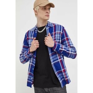 Bavlnená košeľa Tommy Jeans pánska, tmavomodrá farba, regular, s klasickým golierom