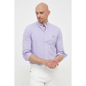 Košeľa Polo Ralph Lauren pánska, fialová farba, regular, s golierom button-down