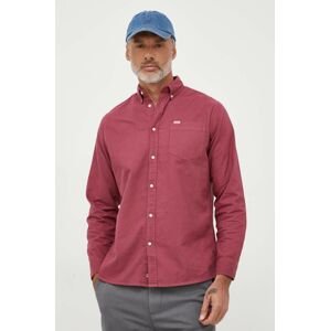 Bavlnená košeľa Pepe Jeans Fabio pánska, ružová farba, regular, s golierom button-down