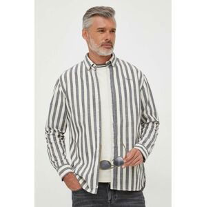 Bavlnená košeľa Pepe Jeans Crivitz pánska, šedá farba, regular, s golierom button-down