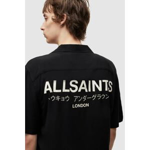 Košeľa AllSaints pánska, čierna farba, regular