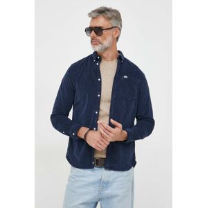 Manšestrová košeľa Pepe Jeans Coleford tmavomodrá farba, regular, s golierom button-down