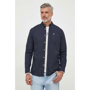 Bavlnená košeľa Pepe Jeans Fabio pánska, tmavomodrá farba, regular, s golierom button-down