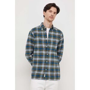 Bavlnená košeľa Tommy Hilfiger pánska, zelená farba, regular, s golierom button-down