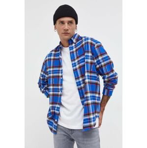 Bavlnená košeľa Tommy Jeans pánska, voľný strih, s golierom button-down