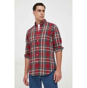 Bavlnená košeľa Polo Ralph Lauren pánska, červená farba, regular, s golierom button-down