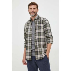 Bavlnená košeľa Barbour pánska, zelená farba, slim, s golierom button-down