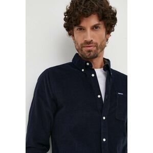 Bavlnená košeľa Barbour pánska, tmavomodrá farba, regular, s golierom button-down
