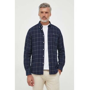 Bavlnená košeľa Barbour pánska, tmavomodrá farba, regular, s golierom button-down