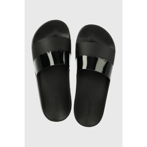 Šľapky Calvin Klein POOL SLIDE dámske, čierna farba, HW0HW01783