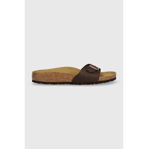 Kožené šľapky Birkenstock Madrid dámske, hnedá farba, 1014615