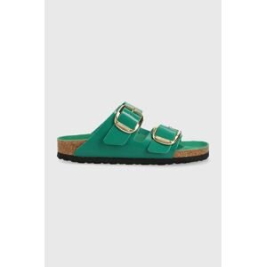 Kožené šľapky Birkenstock Arizona dámske, zelená farba, 1025383